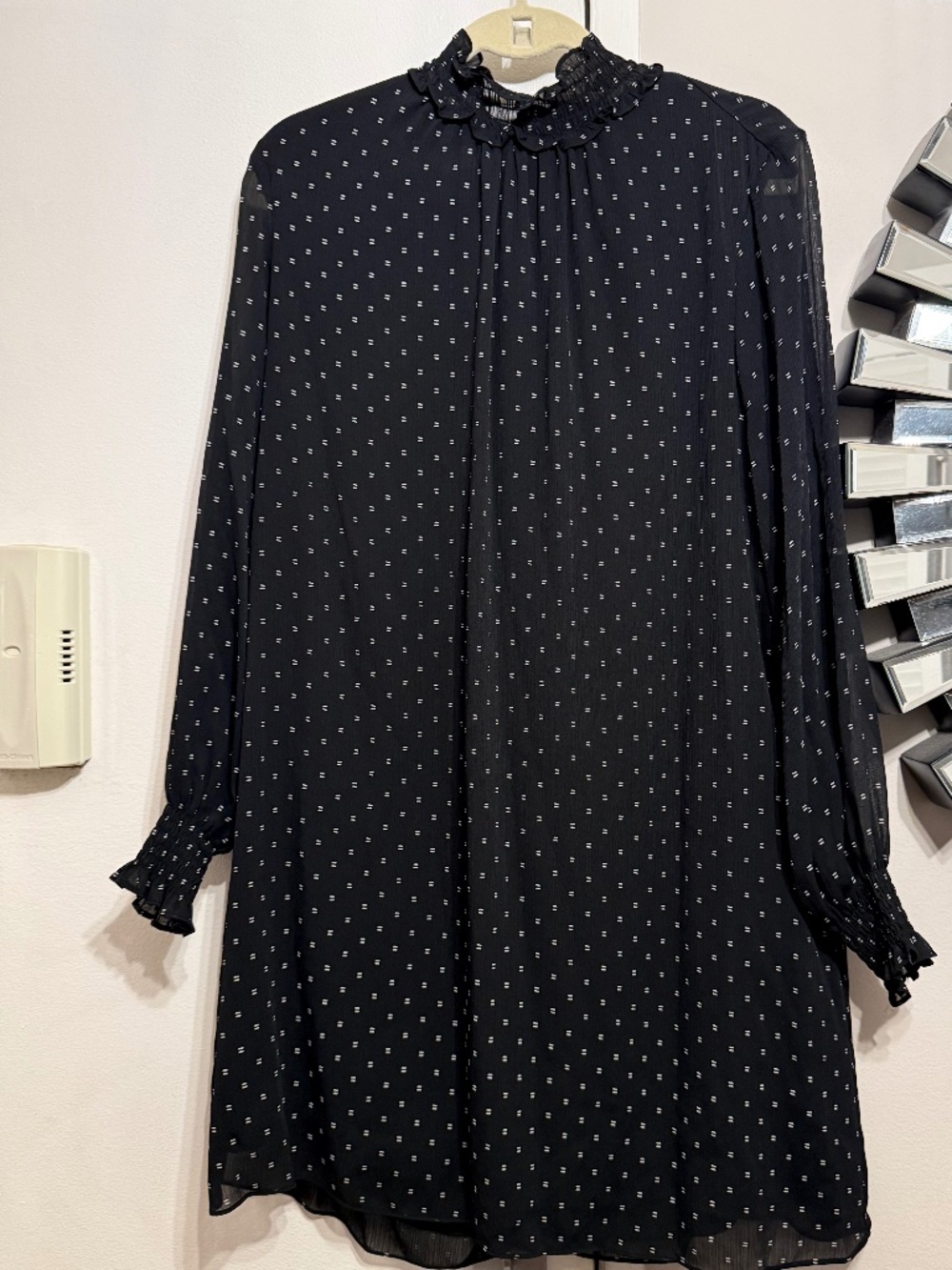 Polka Dot Black & White Long Sleeved Dress Size 12